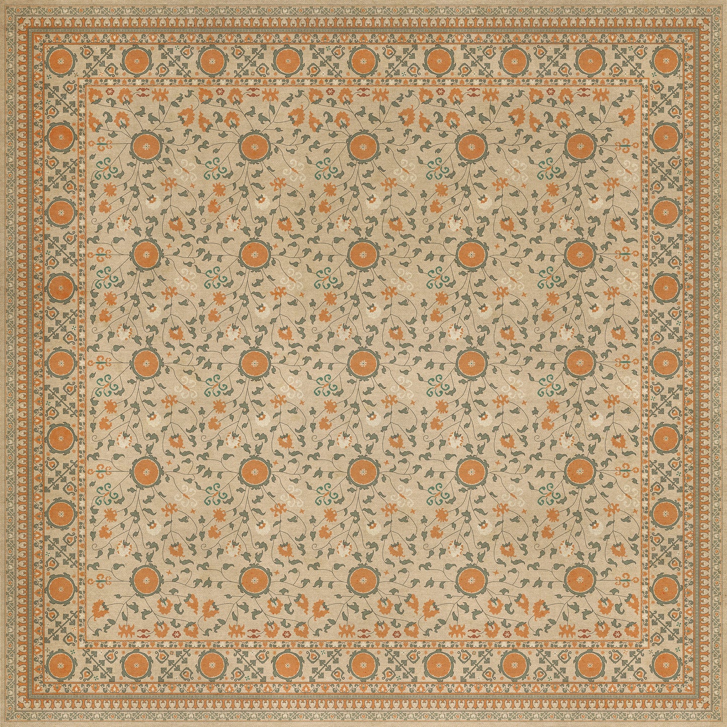 Persian Bazaar - Samarkand - Bahora 120x120 Vintage Vinyl Floorcloth