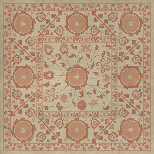 Persian Bazaar - Samarkand - Gazal 36x36 Vintage Vinyl Floorcloth