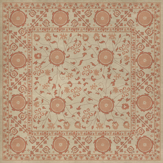 Persian Bazaar - Samarkand - Gazal 48x48 Vintage Vinyl Floorcloth