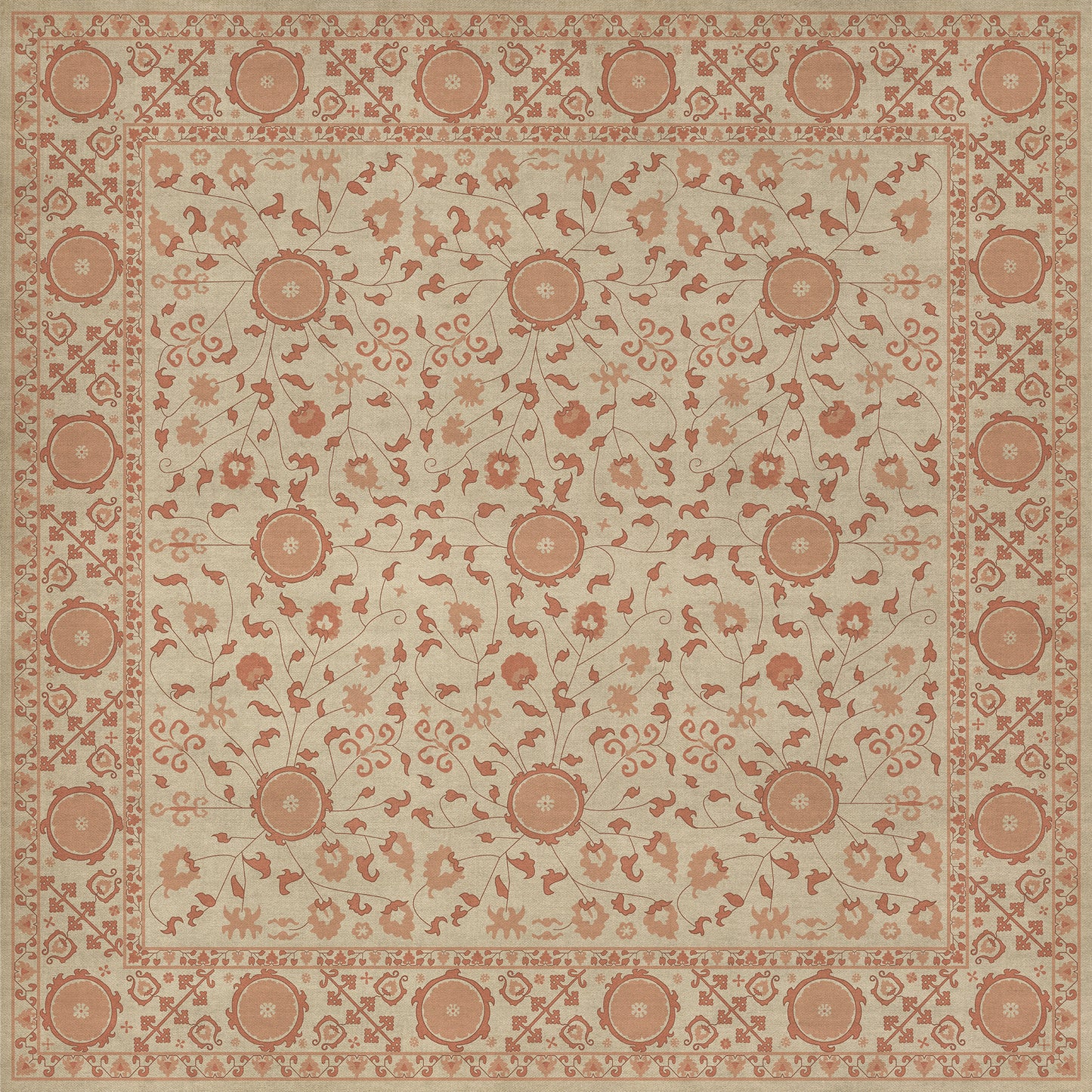 Persian Bazaar - Samarkand - Gazal 72x72 Vintage Vinyl Floorcloth