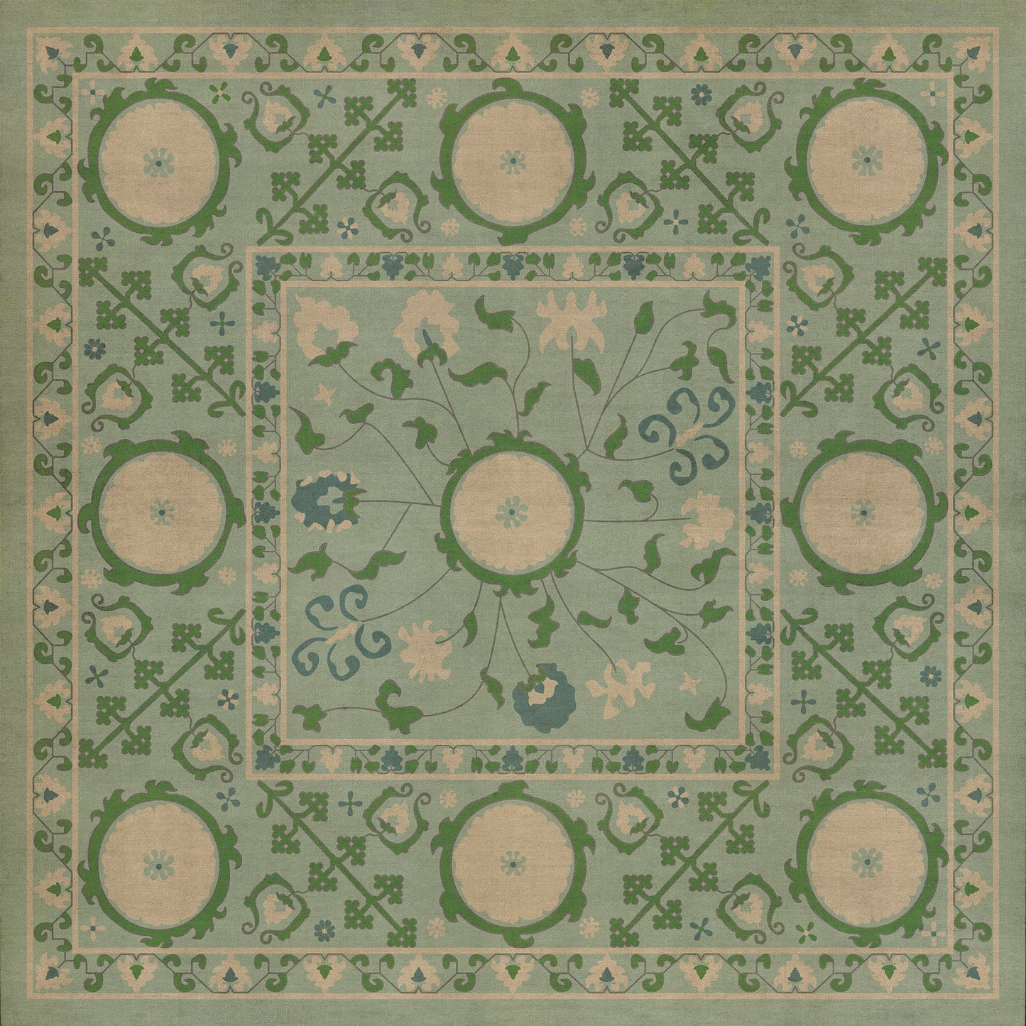 Persian Bazaar - Samarkand - Jonona 36x36 Vintage Vinyl Floorcloth