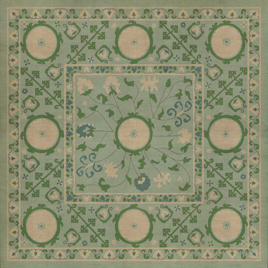 Persian Bazaar - Samarkand - Jonona 36x36 Vintage Vinyl Floorcloth