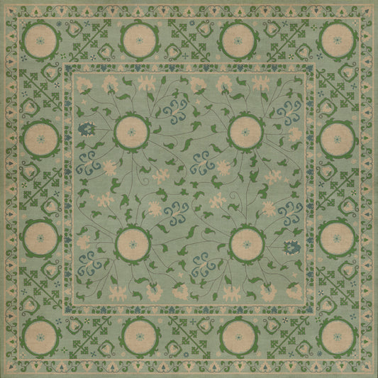 Persian Bazaar - Samarkand - Jonona 48x48 Vintage Vinyl Floorcloth