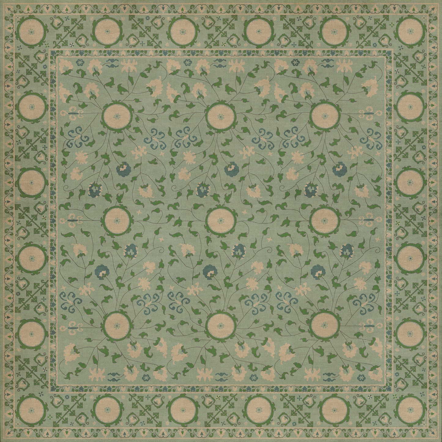 Persian Bazaar - Samarkand - Jonona 72x72 Vintage Vinyl Floorcloth