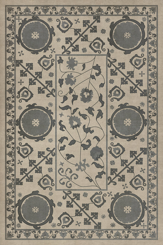 Persian Bazaar - Samarkand - Kul Rang 20x30 Vintage Vinyl Floorcloth