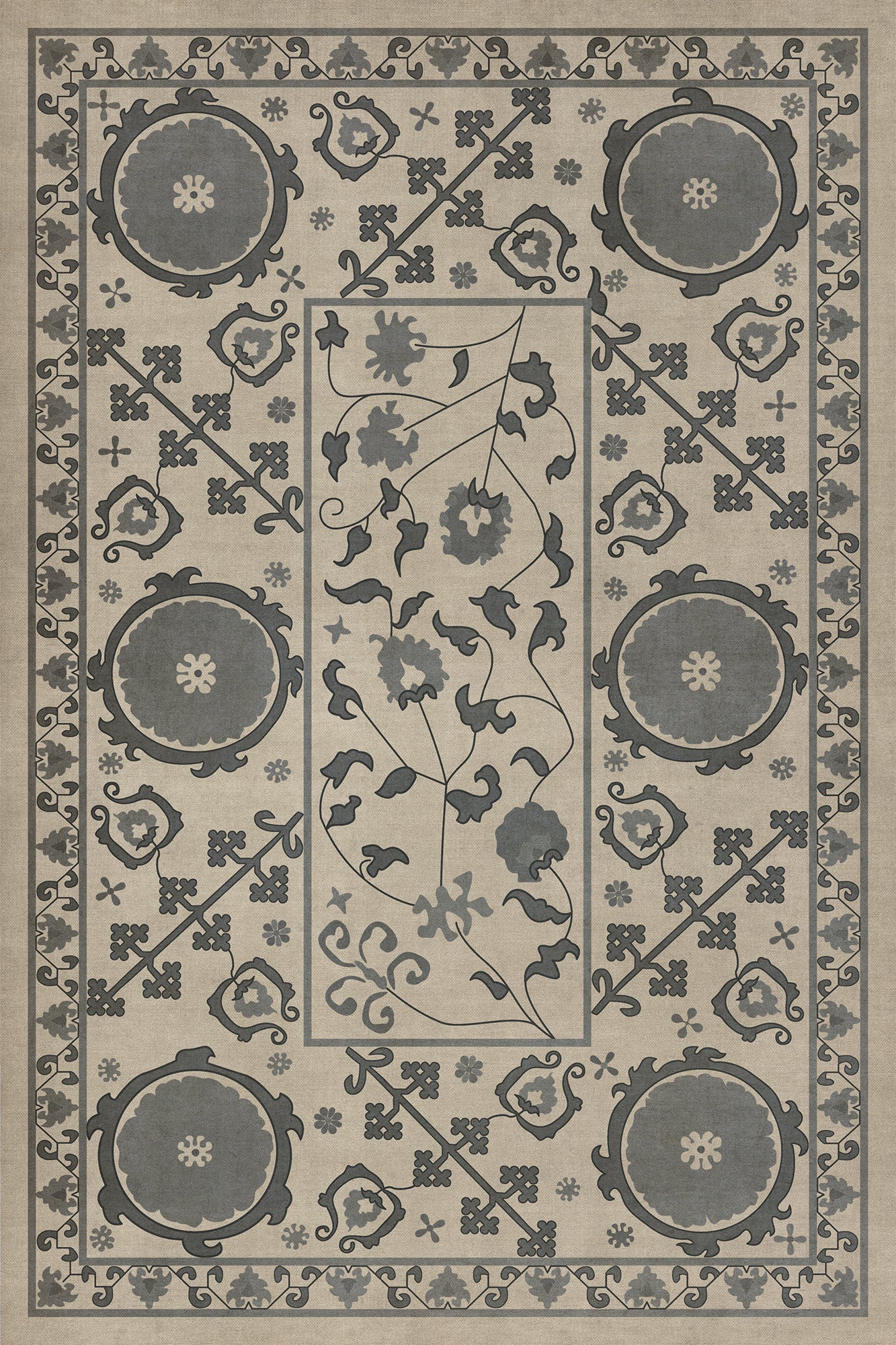 Persian Bazaar - Samarkand - Kul Rang 24x36 Vintage Vinyl Floorcloth