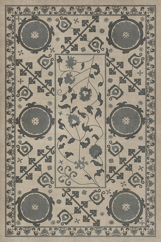 Persian Bazaar - Samarkand - Kul Rang 24x36 Vintage Vinyl Floorcloth