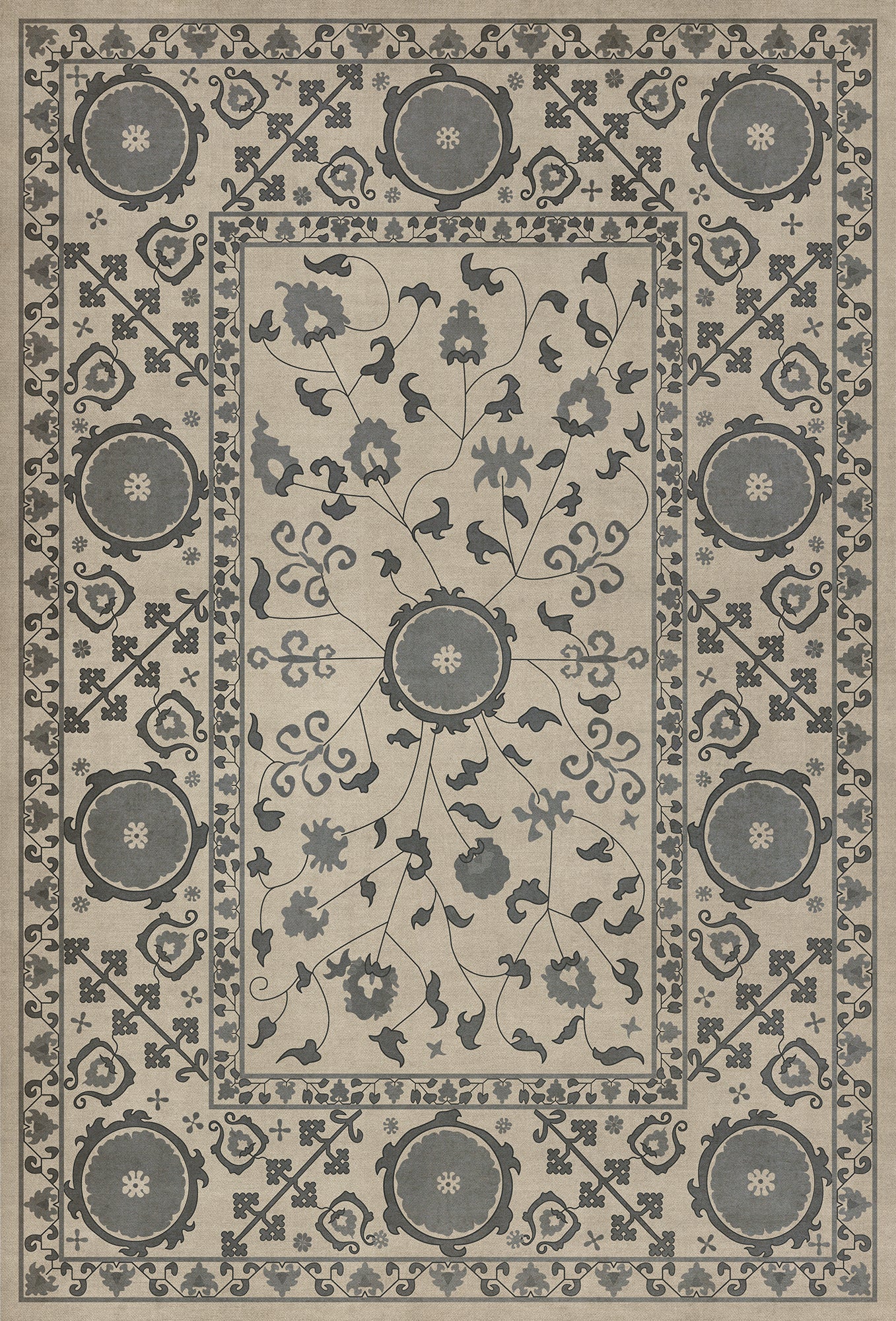 Persian Bazaar - Samarkand - Kul Rang 38x56 Vintage Vinyl Floorcloth