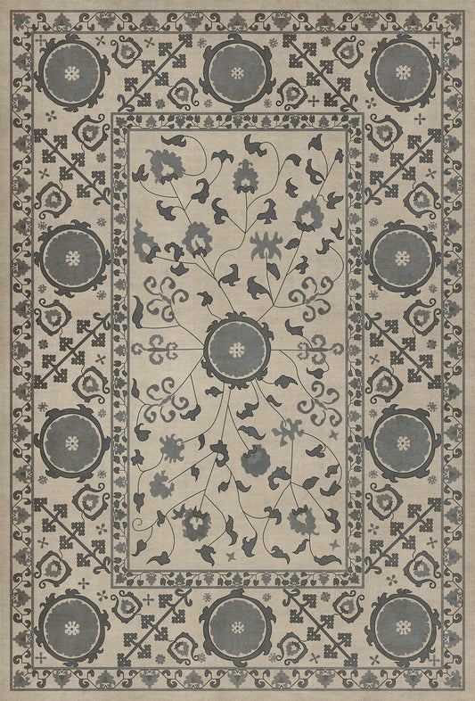 Persian Bazaar - Samarkand - Kul Rang 38x56 Vintage Vinyl Floorcloth