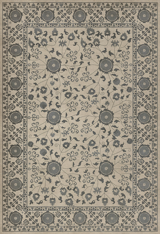 Persian Bazaar - Samarkand - Kul Rang 52x76 Vintage Vinyl Floorcloth