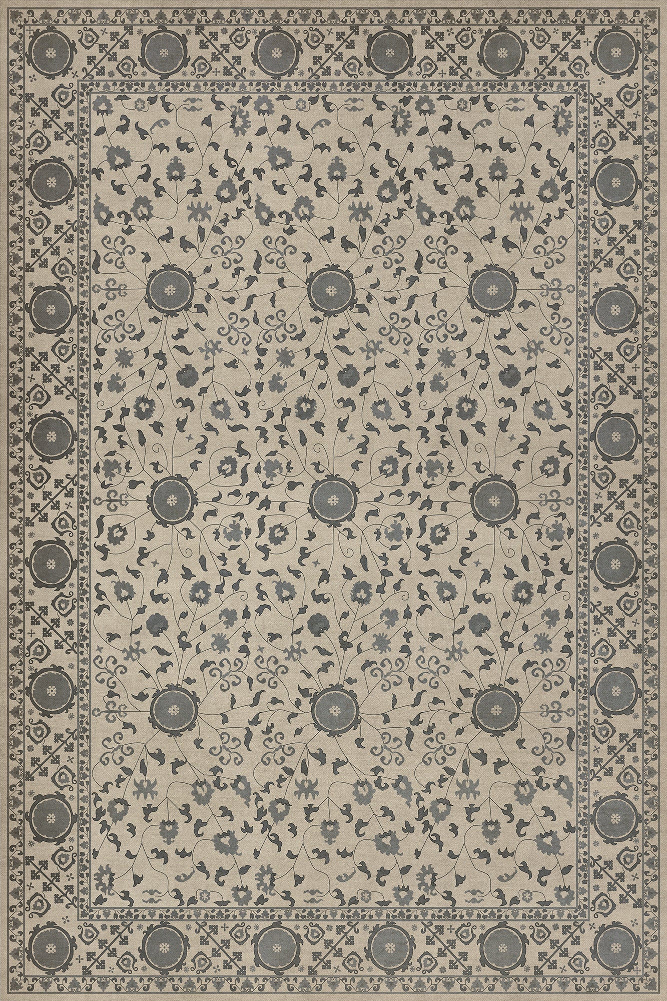 Persian Bazaar - Samarkand - Kul Rang 72x108 Vintage Vinyl Floorcloth
