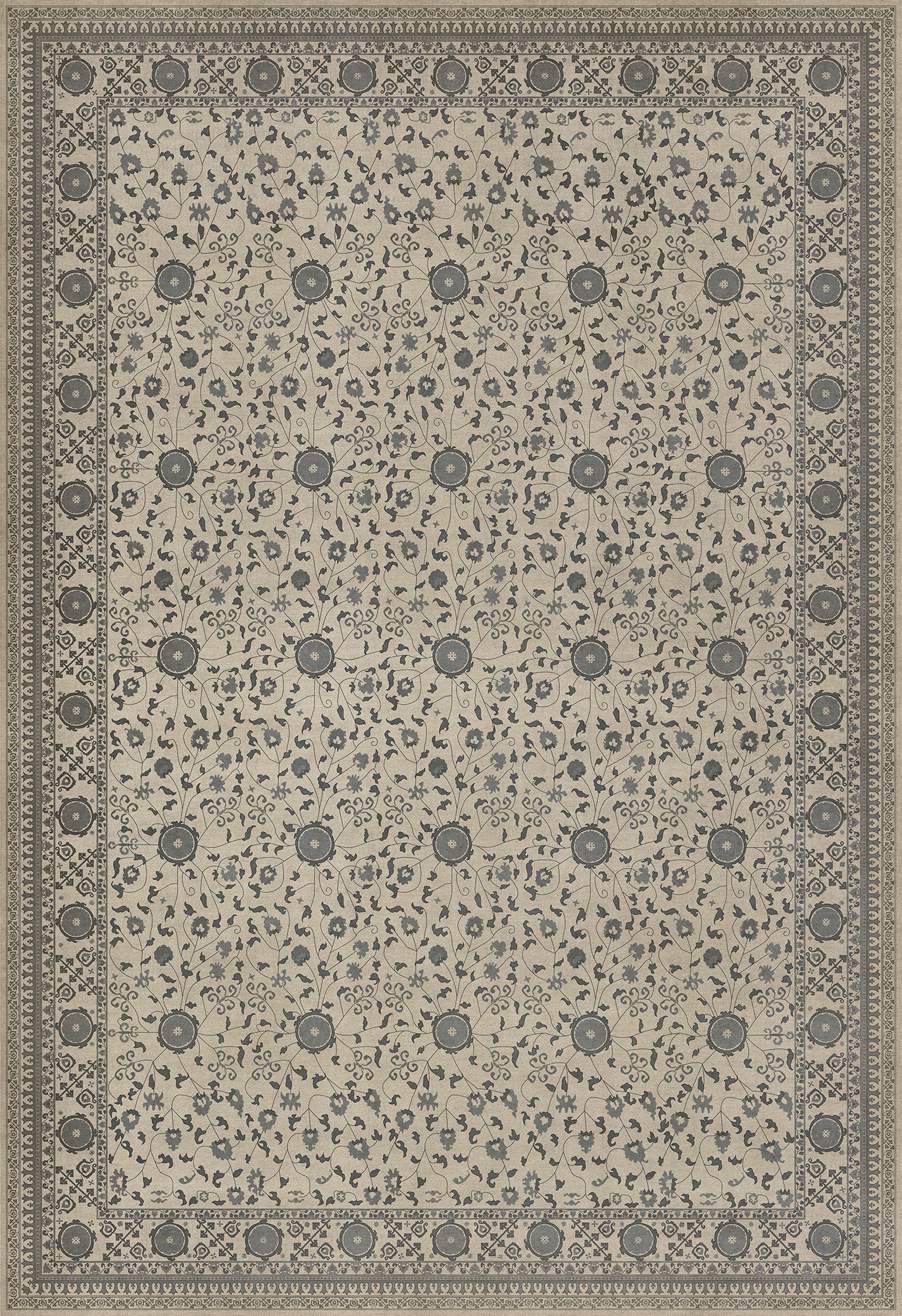 Persian Bazaar - Samarkand - Kul Rang 120x175 Vintage Vinyl Floorcloth