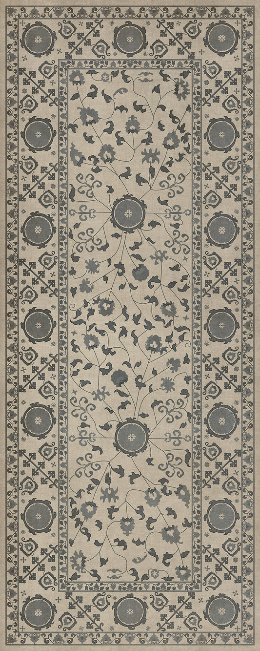 Persian Bazaar - Samarkand - Kul Rang 36x90 Vintage Vinyl Floorcloth
