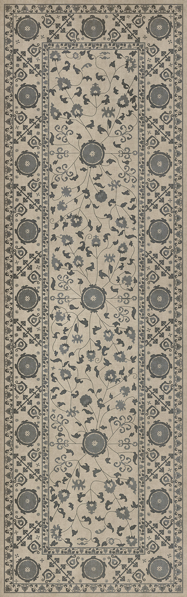 Persian Bazaar - Samarkand - Kul Rang 36x115 Vintage Vinyl Floorcloth