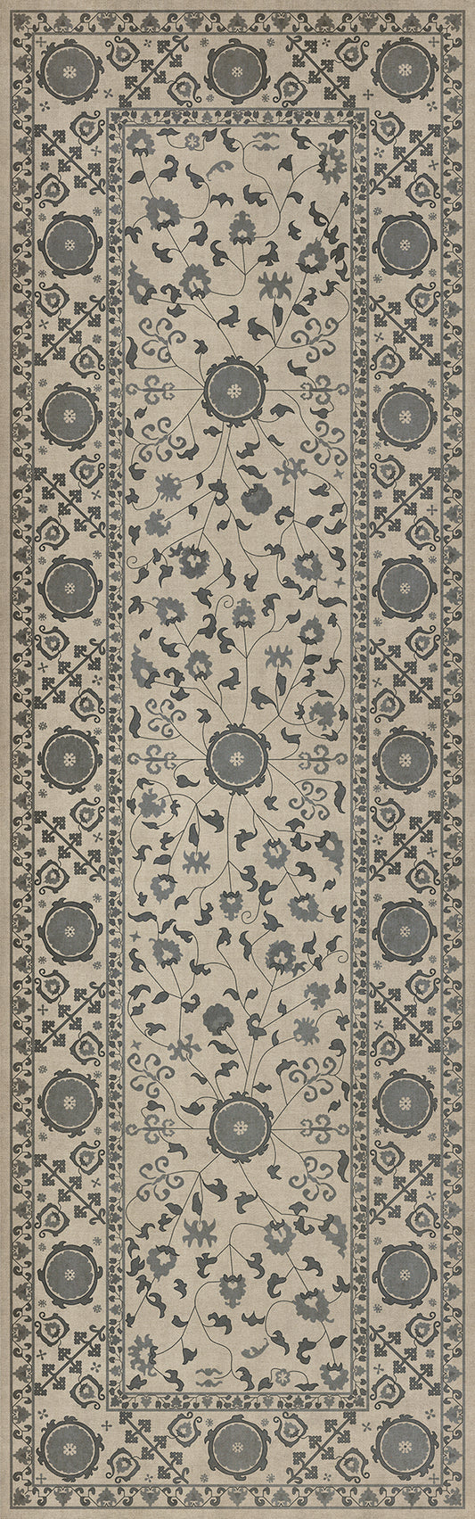 Persian Bazaar - Samarkand - Kul Rang 36x115 Vintage Vinyl Floorcloth