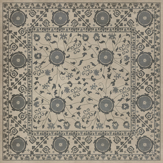 Persian Bazaar - Samarkand - Kul Rang 48x48 Vintage Vinyl Floorcloth