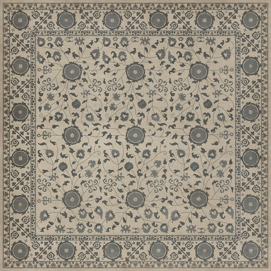Persian Bazaar - Samarkand - Kul Rang 72x72 Vintage Vinyl Floorcloth