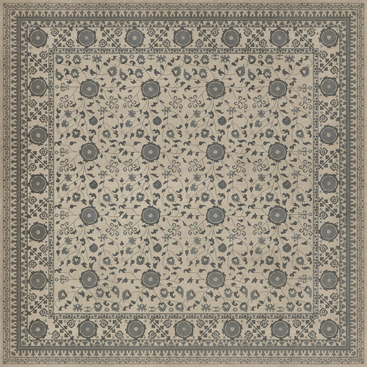 Persian Bazaar - Samarkand - Kul Rang 96x96 Vintage Vinyl Floorcloth