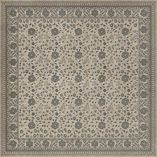 Persian Bazaar - Samarkand - Kul Rang 120x120 Vintage Vinyl Floorcloth