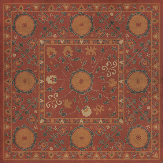 Persian Bazaar - Samarkand - Lola 36x36 Vintage Vinyl Floorcloth