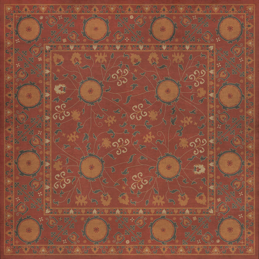 Persian Bazaar - Samarkand - Lola 48x48 Vintage Vinyl Floorcloth