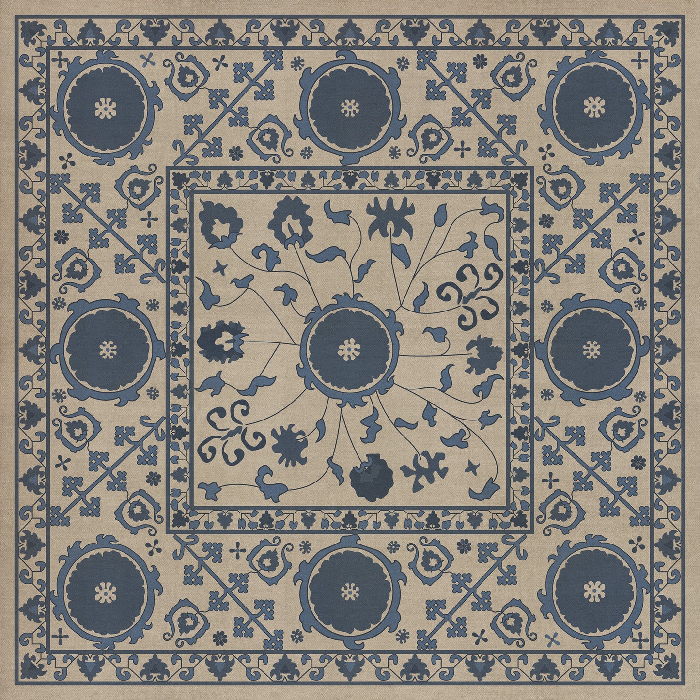 Persian Bazaar - Samarkand - Okean 36x36 Vintage Vinyl Floorcloth
