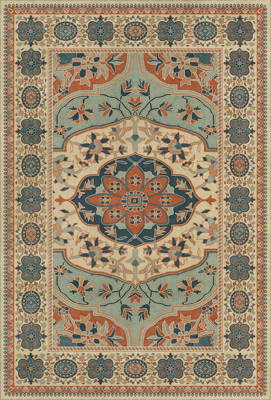 Persian Bazaar - Farahan - Ava 38x56 Vintage Vinyl Floorcloth