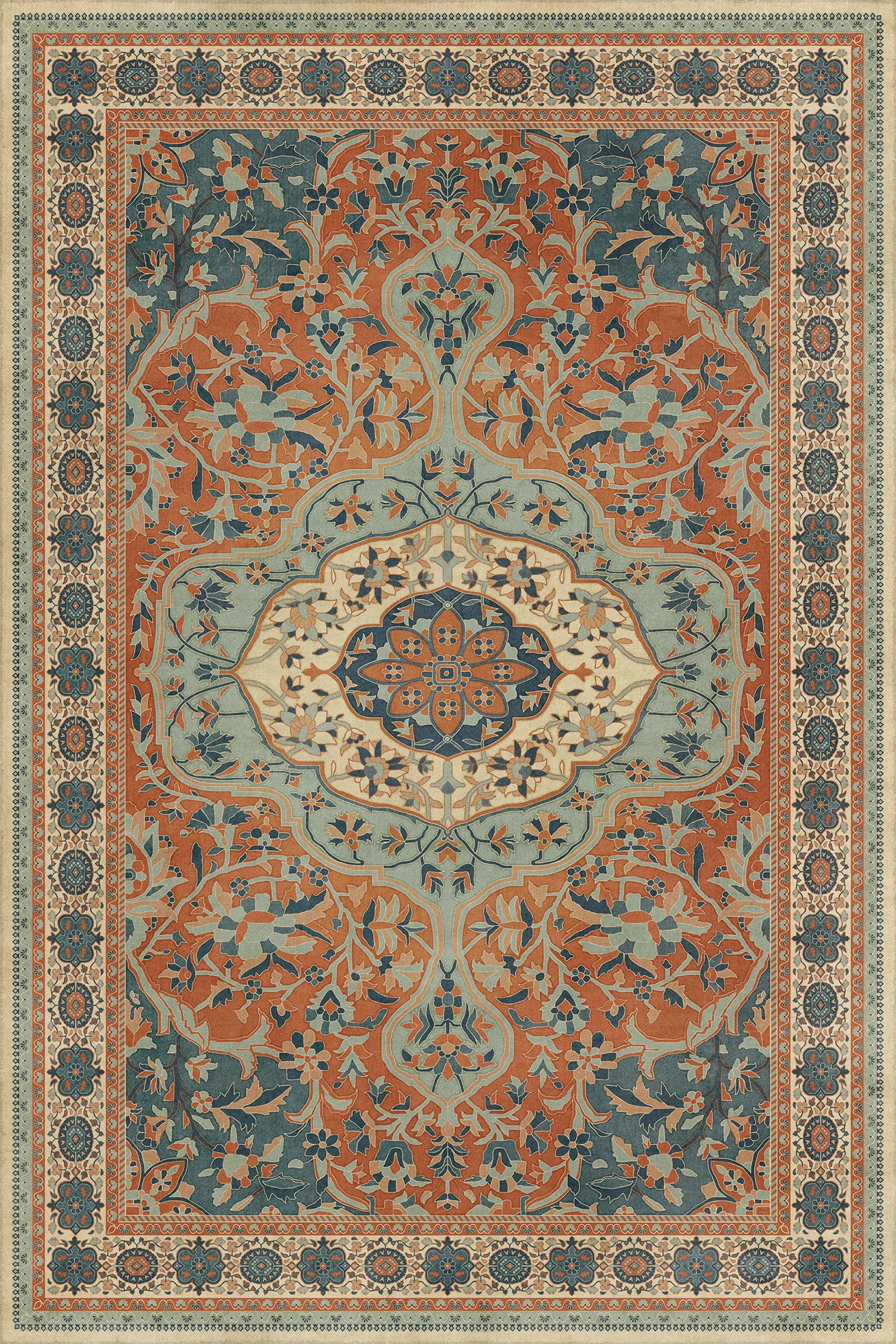 Persian Bazaar - Farahan - Ava 72x108 Vintage Vinyl Floorcloth
