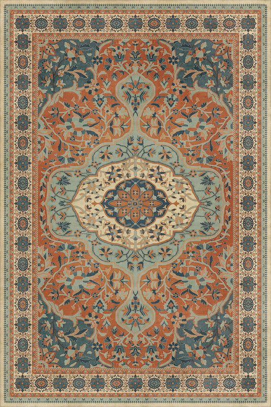 Persian Bazaar - Farahan - Ava 72x108 Vintage Vinyl Floorcloth