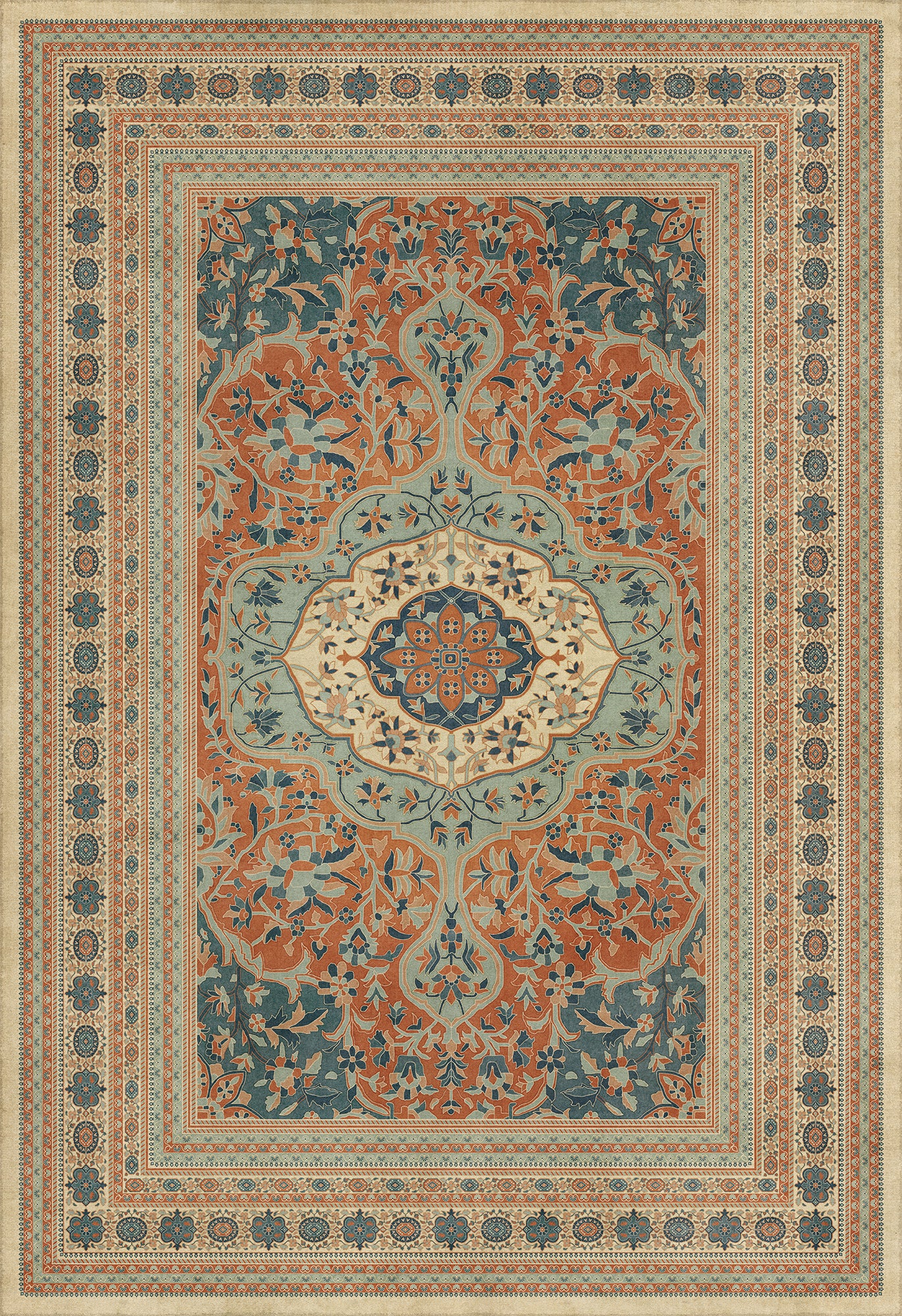 Persian Bazaar - Farahan - Ava 96x140 Vintage Vinyl Floorcloth
