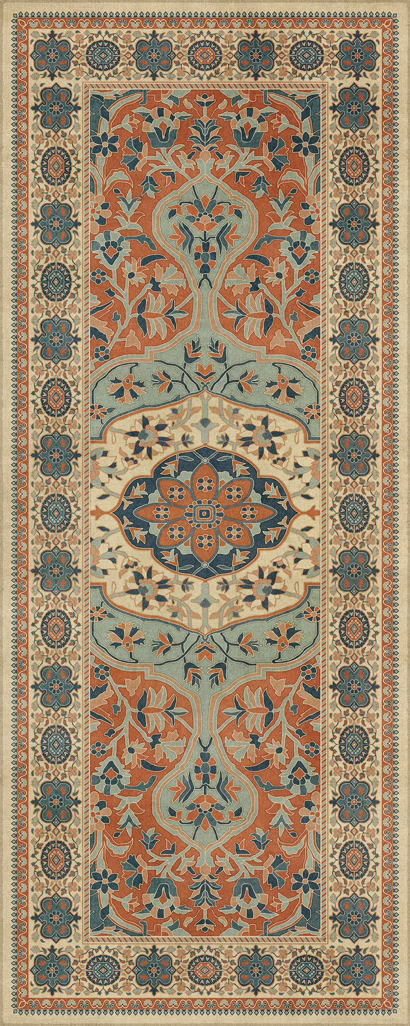 Persian Bazaar - Farahan - Ava 36x90 Vintage Vinyl Floorcloth