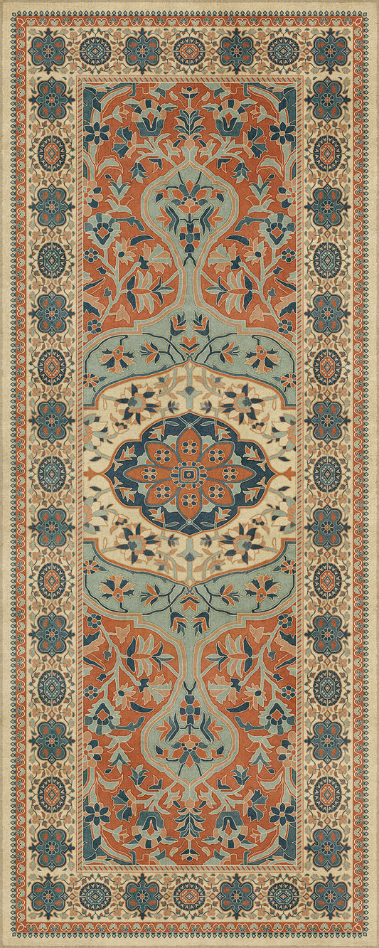 Persian Bazaar - Farahan - Ava 36x90 Vintage Vinyl Floorcloth