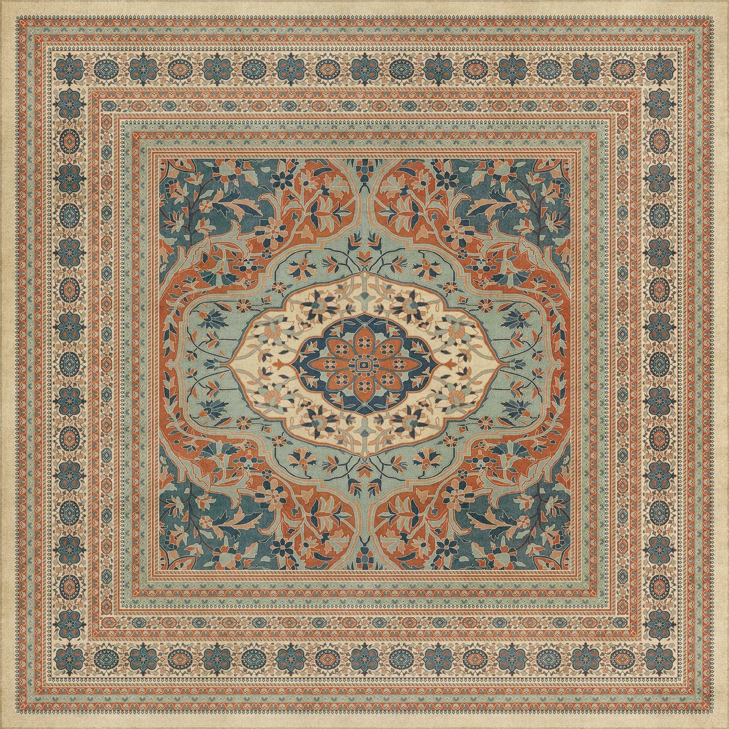 Persian Bazaar - Farahan - Ava 96x96 Vintage Vinyl Floorcloth