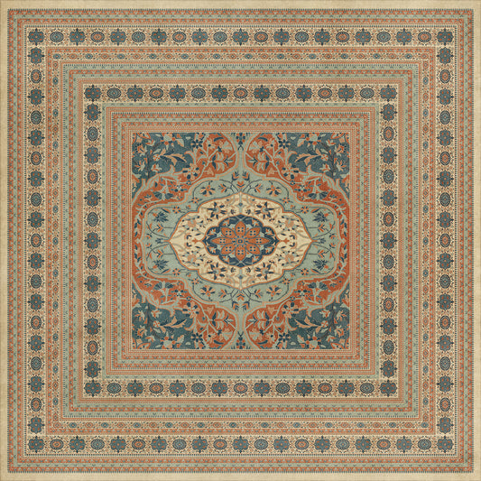 Persian Bazaar - Farahan - Ava 120x120 Vintage Vinyl Floorcloth