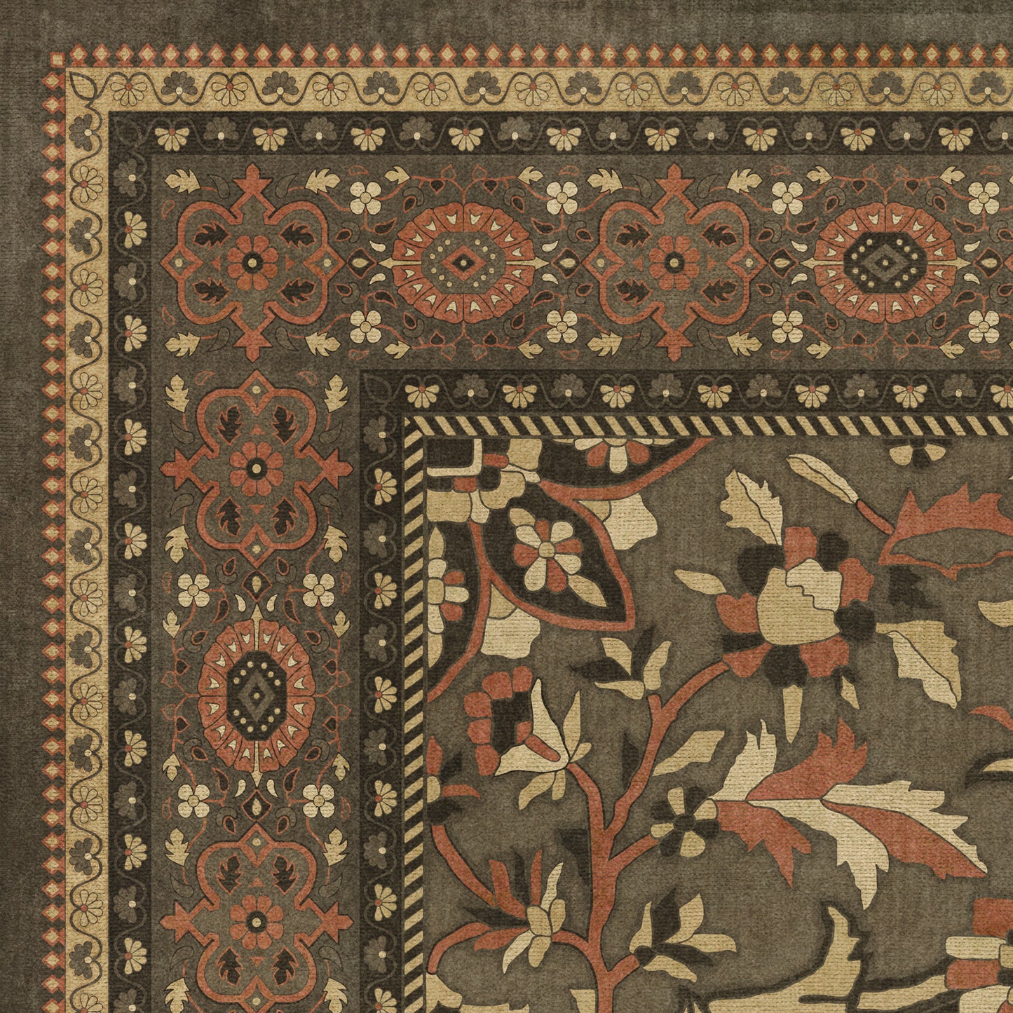 Persian Bazaar - Farahan - Azar 72x108 Vintage Vinyl Floorcloth