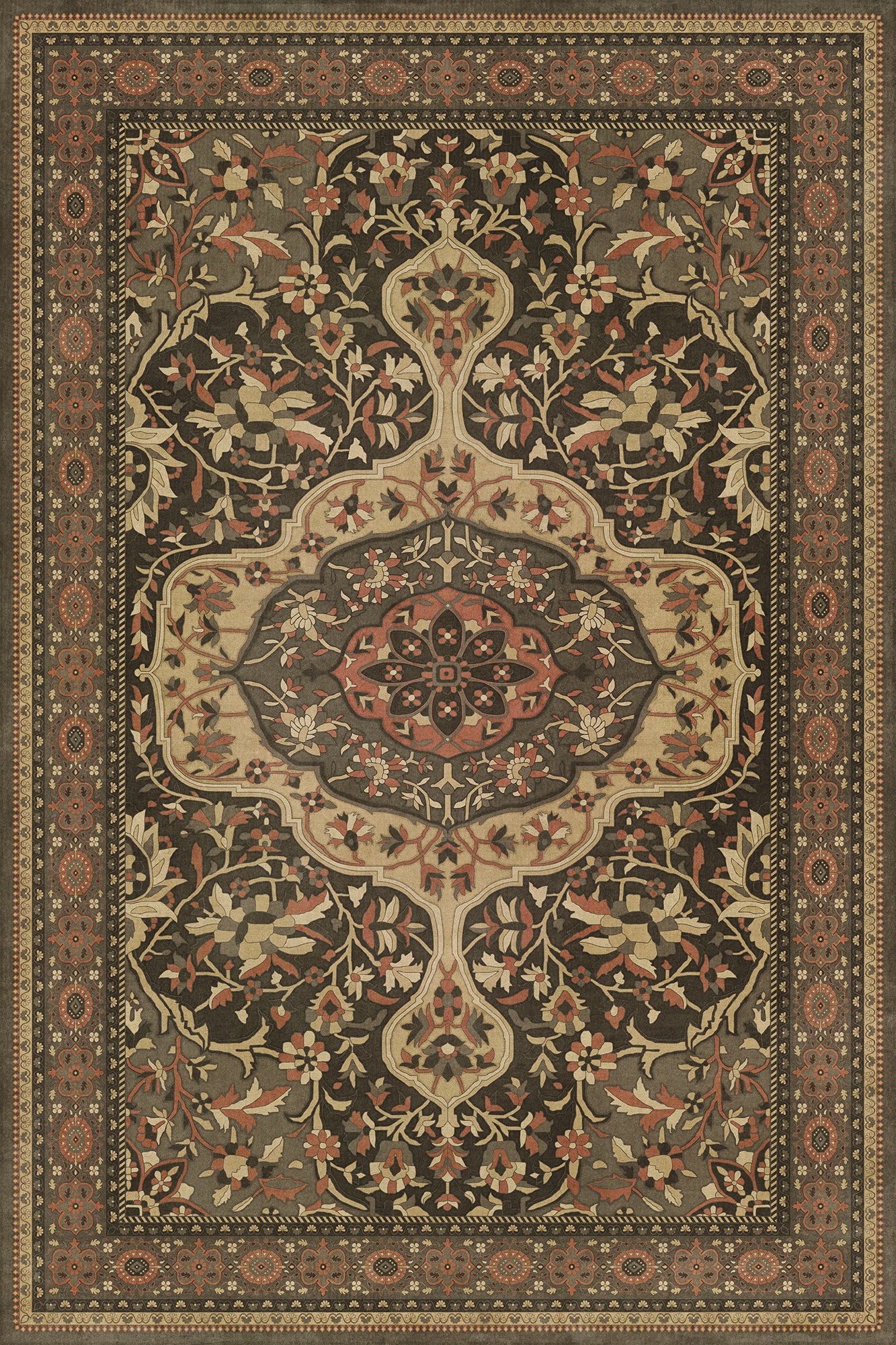 Persian Bazaar - Farahan - Azar 72x108 Vintage Vinyl Floorcloth