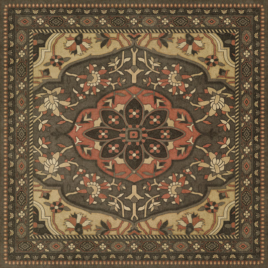 Persian Bazaar - Farahan - Azar 36x36 Vintage Vinyl Floorcloth