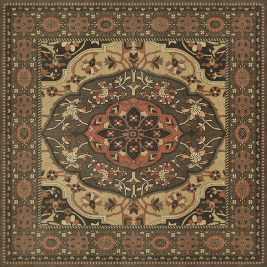Persian Bazaar - Farahan - Azar 48x48 Vintage Vinyl Floorcloth