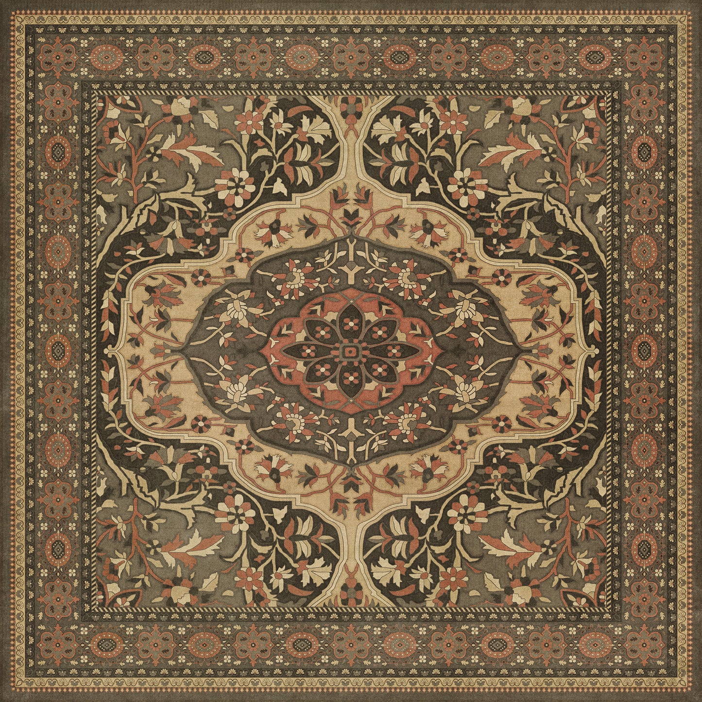 Persian Bazaar - Farahan - Azar 72x72 Vintage Vinyl Floorcloth