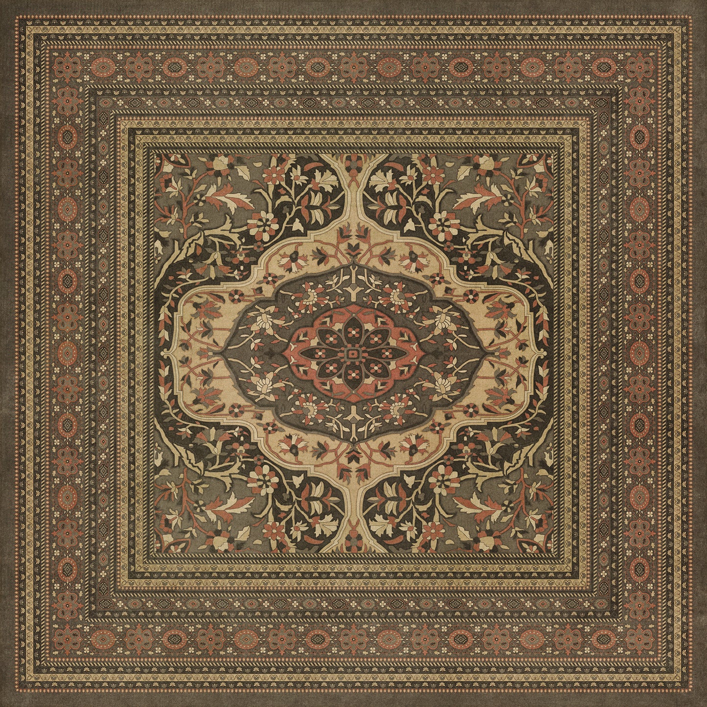 Persian Bazaar - Farahan - Azar 96x96 Vintage Vinyl Floorcloth