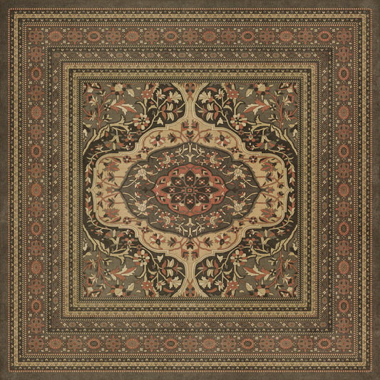 Persian Bazaar - Farahan - Azar 96x96 Vintage Vinyl Floorcloth