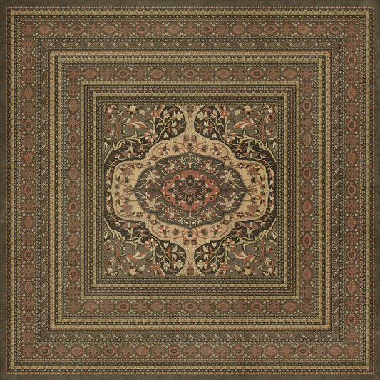 Persian Bazaar - Farahan - Azar 120x120 Vintage Vinyl Floorcloth
