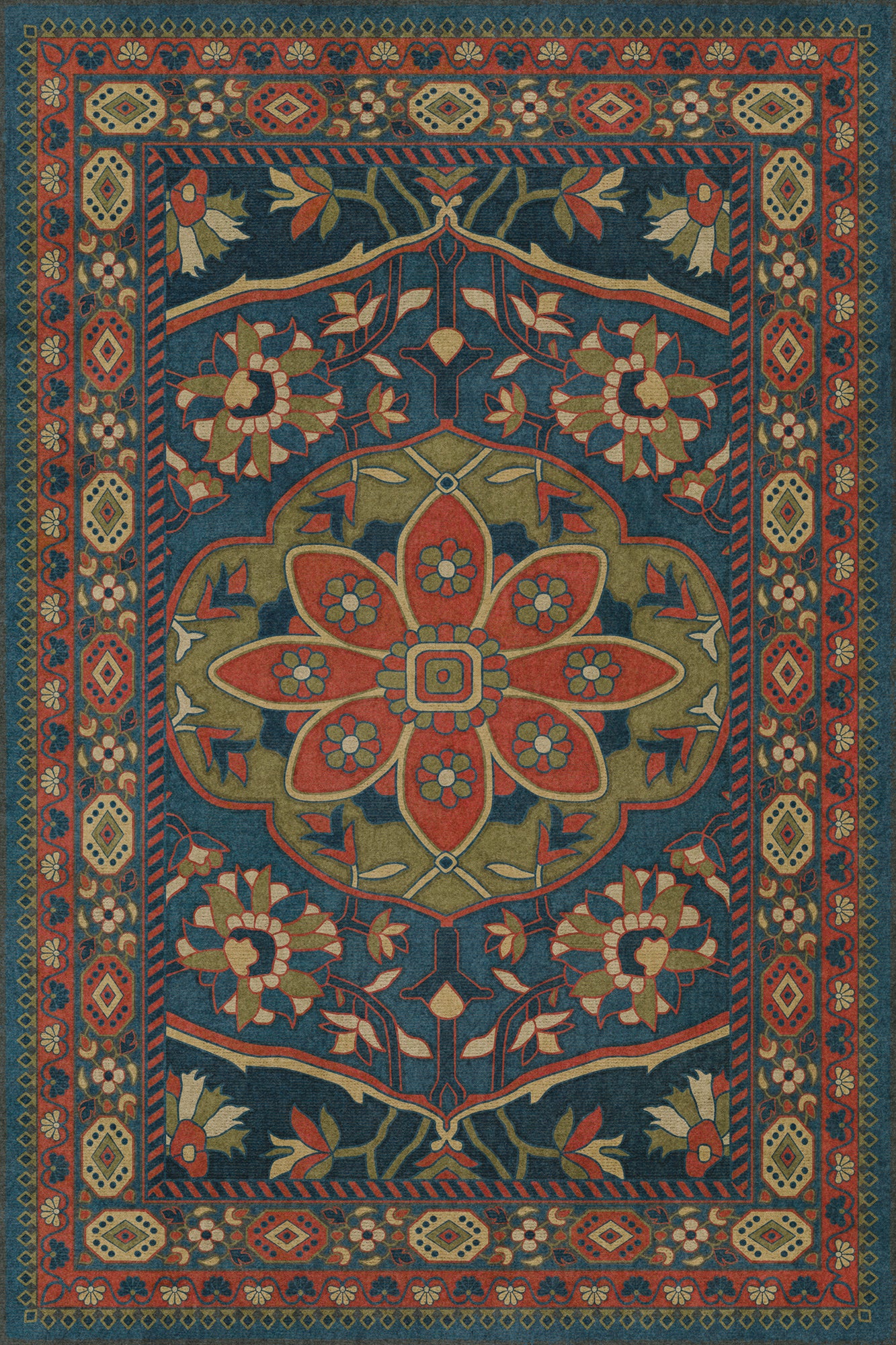 Persian Bazaar - Farahan - Delara 24x36 Vintage Vinyl Floorcloth