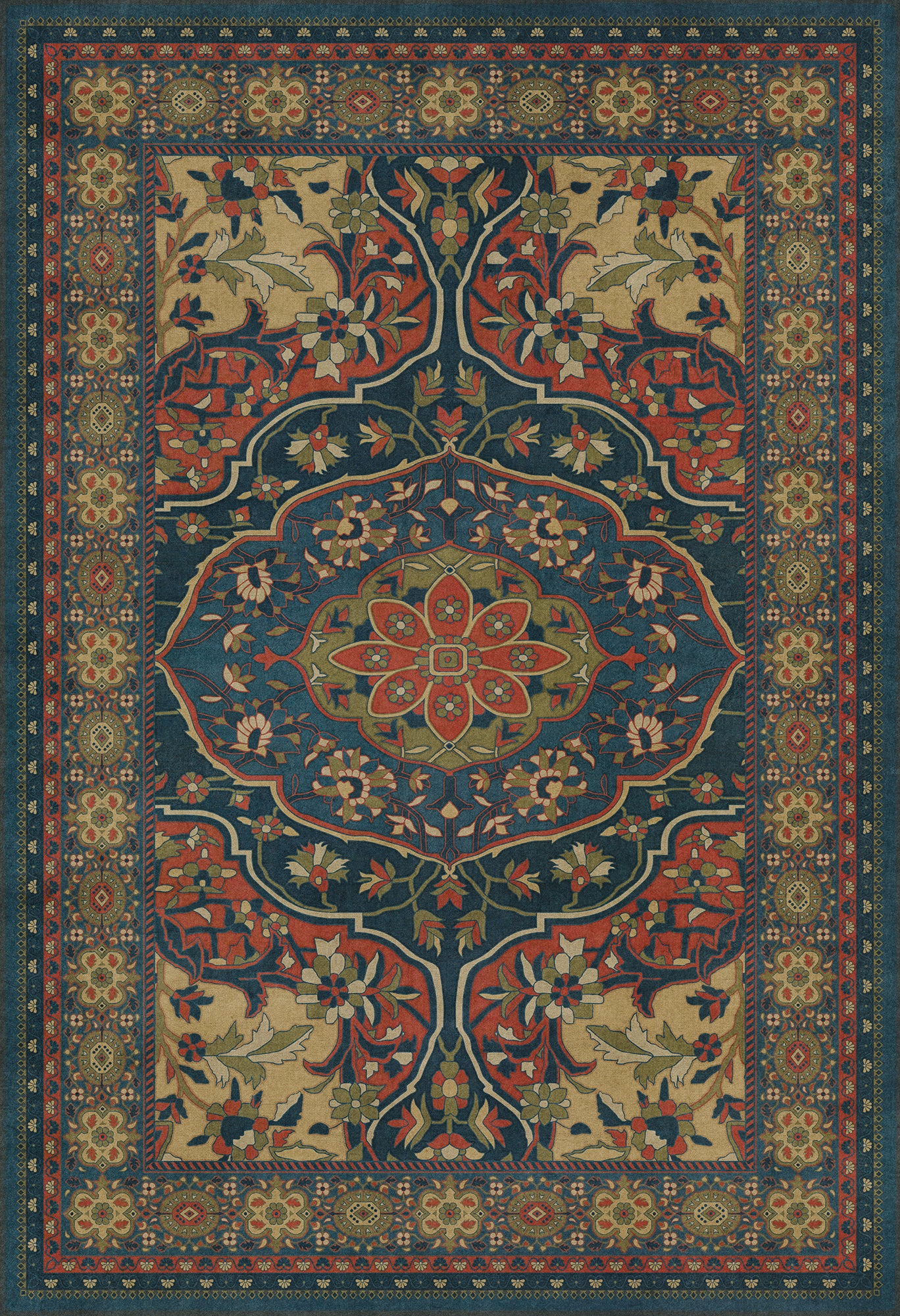 Persian Bazaar - Farahan - Delara 52x76 Vintage Vinyl Floorcloth