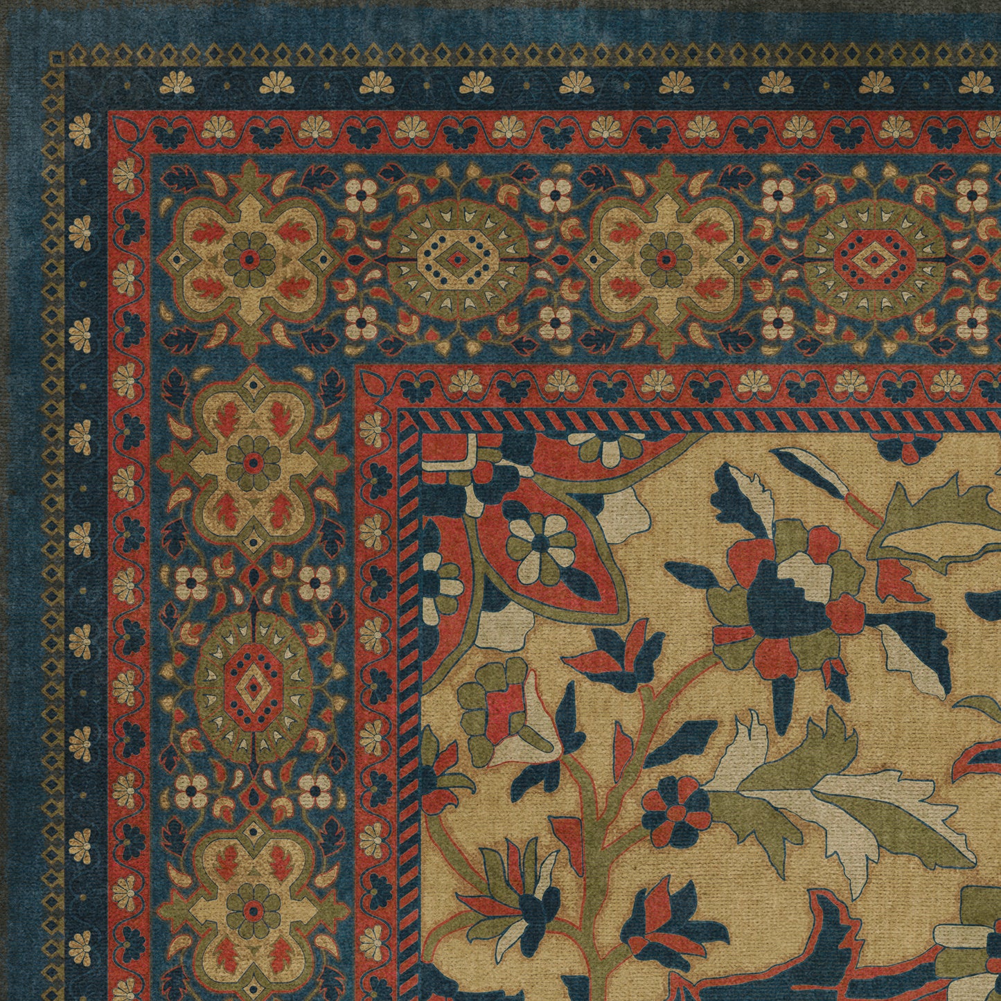 Persian Bazaar - Farahan - Delara 72x108 Vintage Vinyl Floorcloth