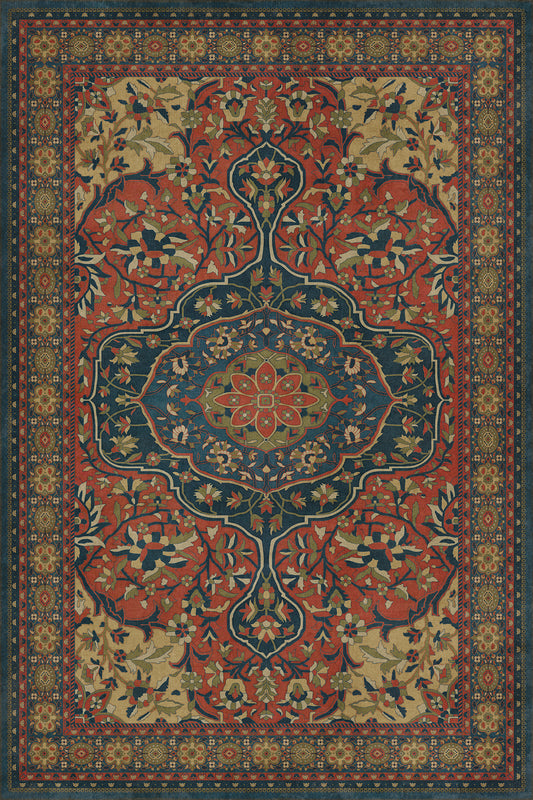 Persian Bazaar - Farahan - Delara 72x108 Vintage Vinyl Floorcloth