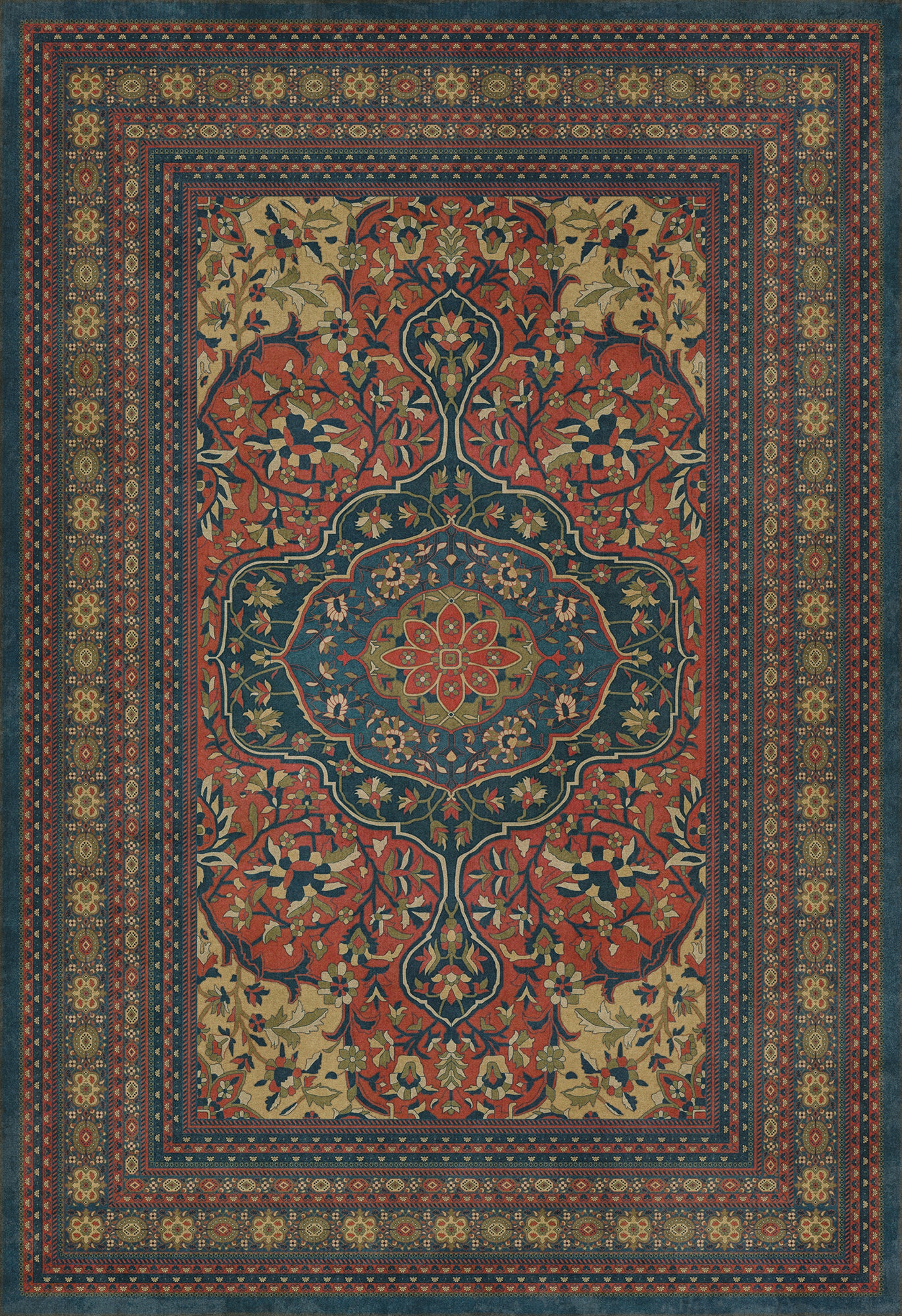 Persian Bazaar - Farahan - Delara 96x140 Vintage Vinyl Floorcloth