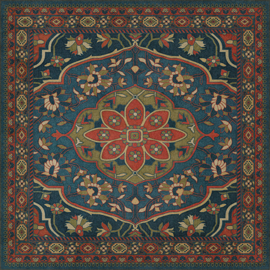 Persian Bazaar - Farahan - Delara 36x36 Vintage Vinyl Floorcloth