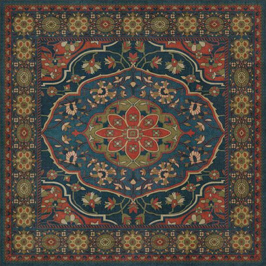 Persian Bazaar - Farahan - Delara 48x48 Vintage Vinyl Floorcloth