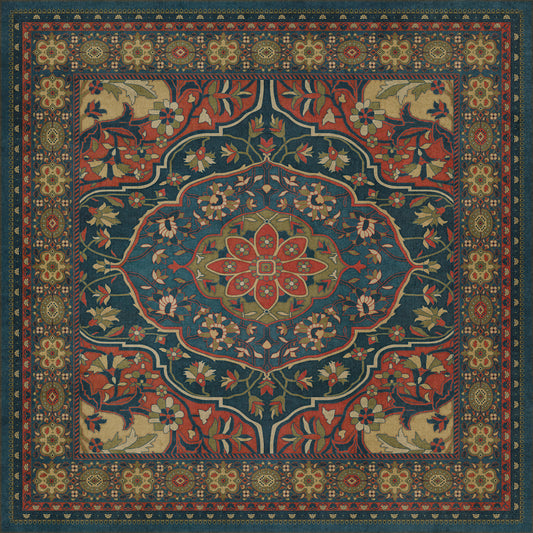 Persian Bazaar - Farahan - Delara 60x60 Vintage Vinyl Floorcloth
